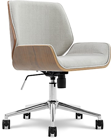 Elle Décor Ophelia Bentwood Fabric Mid-Back Task Chair, Gray/Chrome