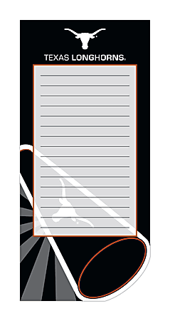 Markings by C.R. Gibson® Die-Cut Listpad, 7" x 3 1/4", College Ruled, 160 Pages (80 Sheets), Texas Longhorns