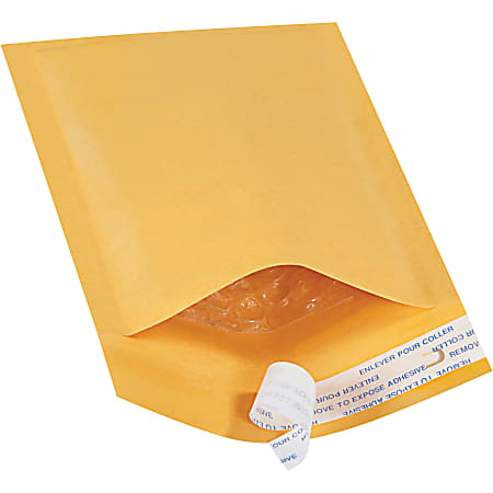 Partners Brand Kraft EZ Open Tear-Tab Bubble Mailers, #000, 4" x 8", Pack Of 25
