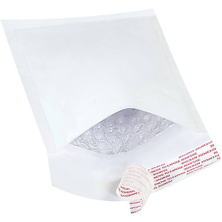 South Coast Paper White Self-Seal Bubble Mailers, #000, 4" x 8", Pack Of 25
