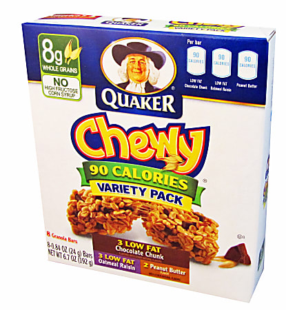 Quaker® Chewy Granola Bars Variety Pack, 0.84 Oz, Box Of 8