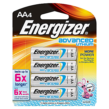 Energizer® Lithium Advanced AA Batteries, Pack Of 4