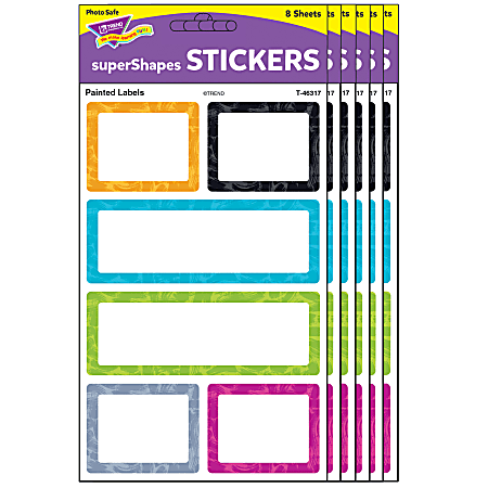 Trend superShapes Stickers, Color Harmony Painted Labels, 24 Stickers Per Pack, Set Of 6 Packs