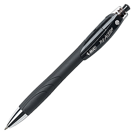 BIC® ReAction™ Retractable Ballpoint Pens, Medium Point, 1.0mm, Black, Pack Of 12