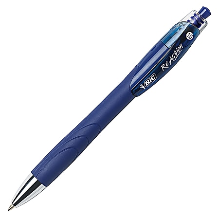 BIC® ReAction™ Retractable Ballpoint Pens, Medium Point, 1.0mm, Blue, Pack Of 12