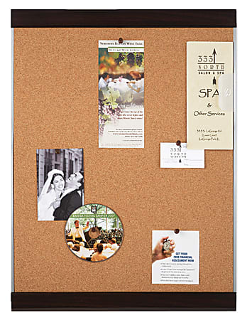 Quartet® Cork Bulletin Board, 18" x 24", Aluminum Frame With Mahogany Finish