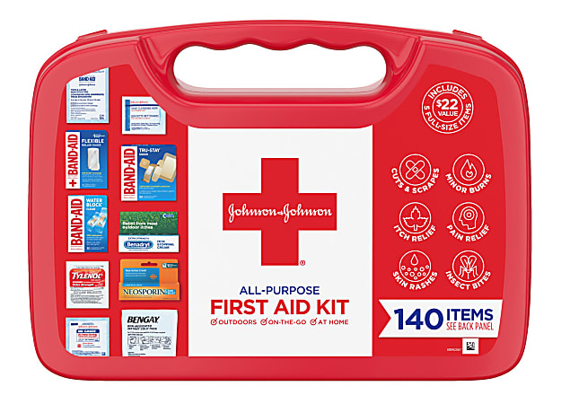Johnson & Johnson All Purpose First Aid Kit, 140 Pieces