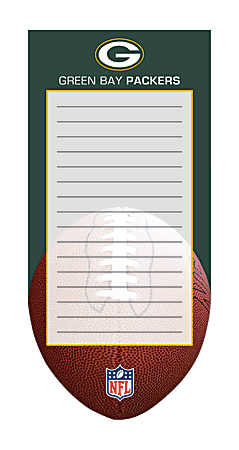 Markings by C.R. Gibson® Die-Cut Listpad, 7" x 3 1/4", College Ruled, 160 Pages (80 Sheets), Green Bay Packers