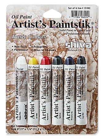 Jack Richeson Shiva Artist's Paintstik Oil Color Set, Basic Colors Set, Set Of 6