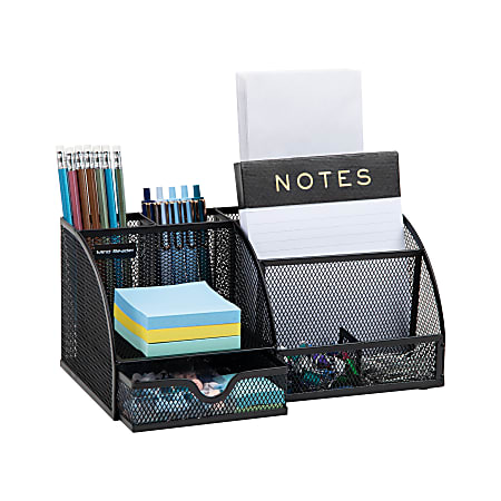 Mind Reader 7-Compartment Desktop Organizer, 5-1/4”H x 5-1/2”W x 11”D, Black