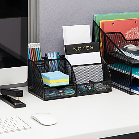 Mind Reader Desk Organizer, Pencil Cup Organizer, Office Supplies Storage  Organizer, Sticky Notes, Index Cards, Black JOEORG-BLK - The Home Depot