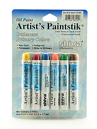 Jack Richeson Shiva Artist's Paintstik Oil Color Set, Iridescent Primary Colors Set, Set Of 6