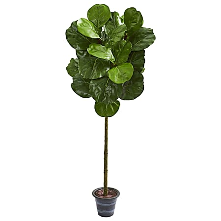 Nearly Natural 4' Fiddle Leaf Artificial Tree With Decorative Planter, 4'H x 15"W x 15"D, Black/Green