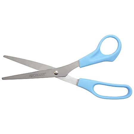 Scissors with Antimicrobial Protection, 8 Long, 3.5 Cut Length, Blue  Straight Handle - Zerbee