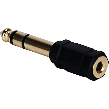 QVS 3.5mm Female to 1/4 Male Audio Stereo Adaptor - 1 x Mini-phone Stereo Audio Female - 1 x 6.35mm Stereo Audio Male - Black - 1