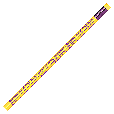 Moon Products Believe And Achieve Themed Pencils - #2 Lead - Yellow Barrel - 1 Dozen