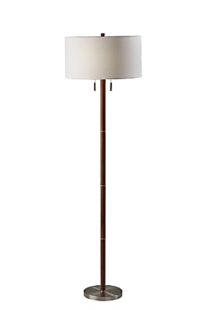 Adesso® Madeline Floor Lamp, 66-1/4”H, White Shade/Brushed Silver Base