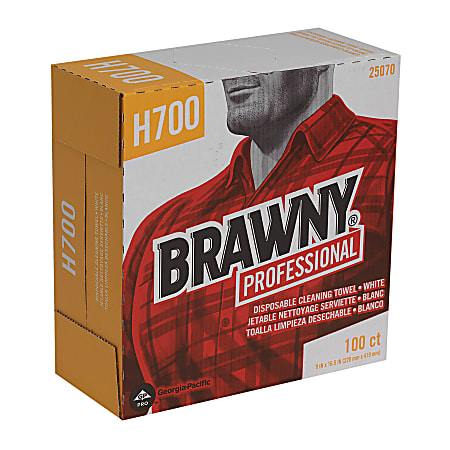 Brawny® Professional by GP PRO H700 Disposable Cleaning Towels, Tall Box, White, 100/box