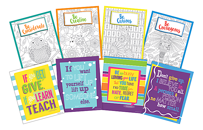 Barker Creek Art Print Set, 8" x 10", Happy & Color Me! Boho Designs, Set Of 8 Prints