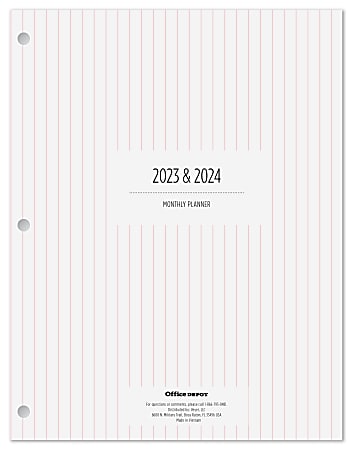 2023-2024 Office Depot® Brand Fashion Monthly Academic Planner, 8-1/4" x 10-3/4", Simple Chic, July 2023 to June 2024, NS81022SC