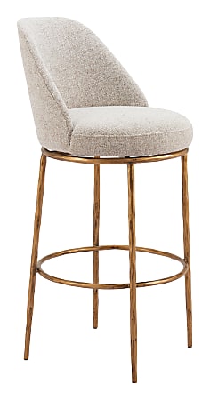 Zuo Nordhavn Swivel Barstool, Beige/Gold