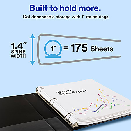 Avery Economy View 3 Ring Binder 1 Inch Round Rings Black 1 Binder ...