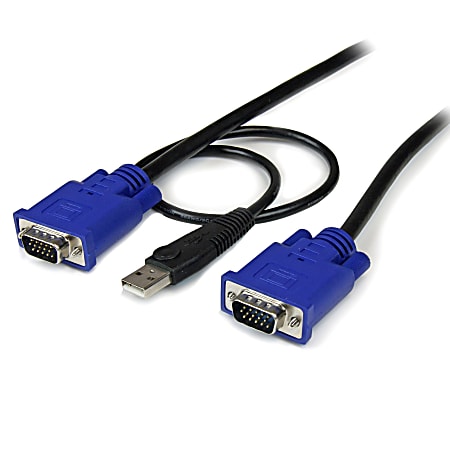 StarTech.com 15 ft 2-in-1 Ultra Thin USB KVM Cable - Video / USB cable - 4 pin USB Type A, HD-15 (M) - HD-15 (M) - 4.57 m - Connect VGA video and USB using a single thin KVM cable - kvm cable - usb kvm cable - kvm switch cable -vga kvm cable