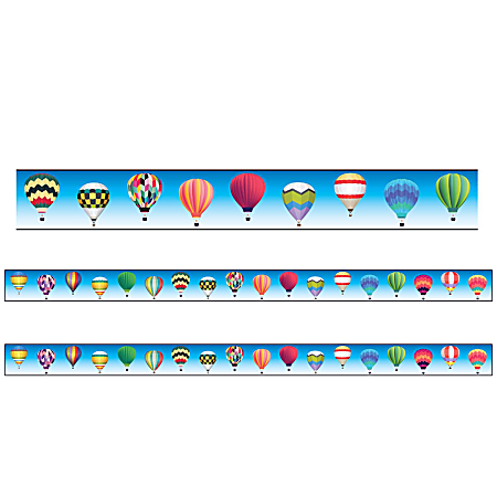 Charles Leonard Rectangle Cut Borders/Trims, Hot Air Balloon, 24’ Per Pack, Set Of 2 Packs