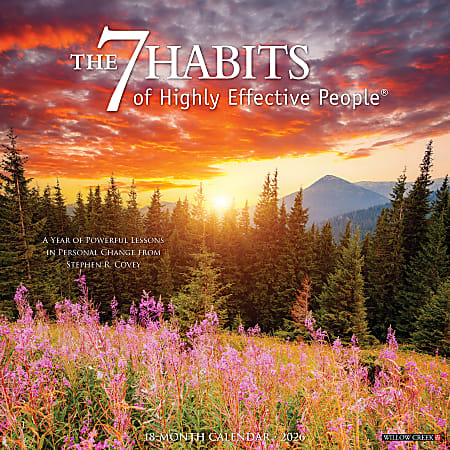 2026 Willow Creek Press Inspirational Monthly Wall Calendar, 12" x 12", 7 Habits of Highly Effective People, January To December, 49723