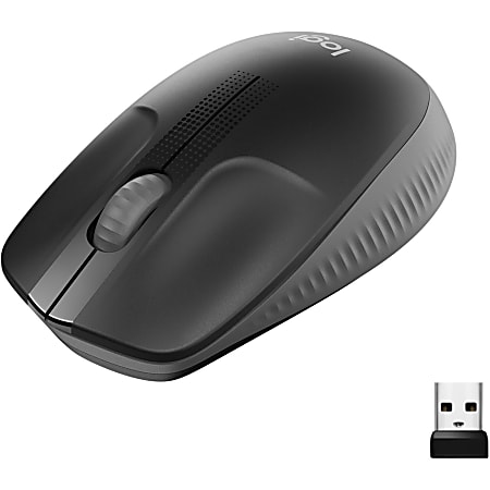 Logitech® M190 Full Size Ambidextrous Wireless Mouse, Charcoal