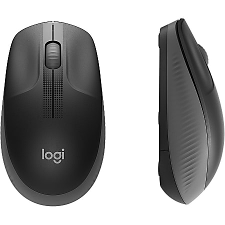 Logitech M190 Full Size Ambidextrous Wireless Mouse Charcoal - Office Depot