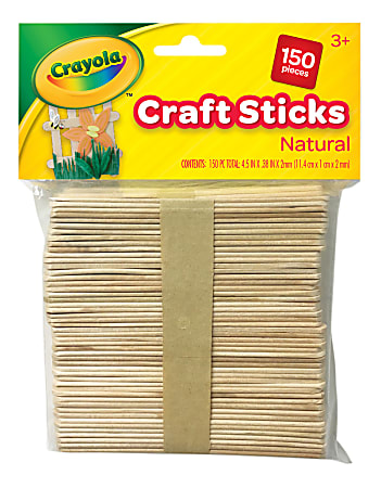 Crayola® Wood Craft Sticks, 4-1/2" x 3/8", Natural, Pack Of 150 Sticks