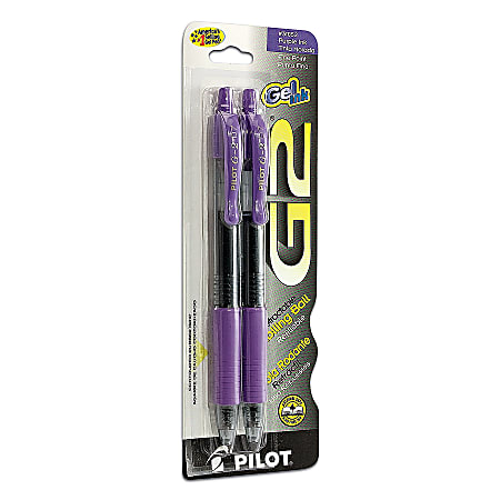 Pilot® G-2™ Retractable Gel Pens, Fine Point, 0.7 mm, Purple Barrels, Purple Ink, Pack Of 2