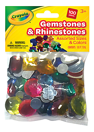 Crayola® Acrylic Gemstones And Rhinestones, Assorted Colors, Pack Of 100 Stones