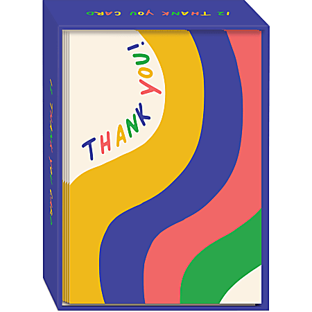 Punch Studio Thank You Cards, 3-1/2" x 5", Rainbow, Box Of 12 Cards