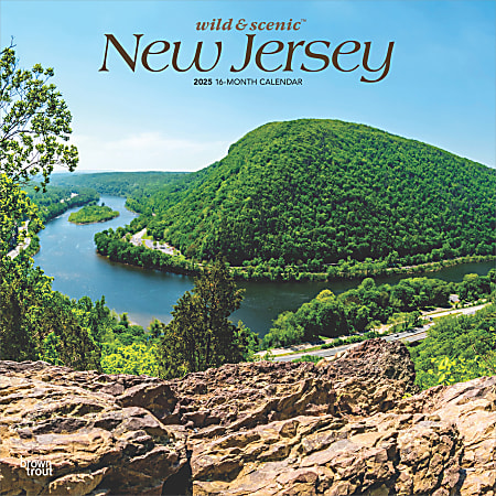 2025 BrownTrout New Jersey Wild & Scenic Monthly Plastic-Free Square Wall Calendar, 12"x12", American States, January to December 2025, 9781975475390