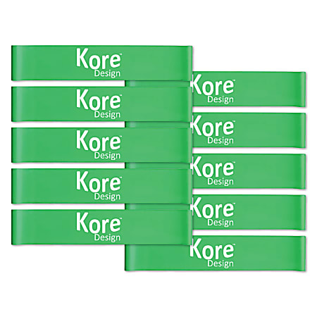Kore Design™ Fidget Kick Bands, Latex, 2" x 16", Green, Pack Of 10 Bands