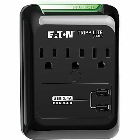 Eaton Tripp Lite Series 3-Outlet Surge Protector, Direct Plug-In, 540 Joules, 3.4 A USB Charger, Diagnostic LED - SK30USB