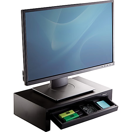 x H With Storage Office Adjustable Tray Black Riser 16 Designer Fellowes Monitor x 9.38 4.38 D Height Depot - Suites W