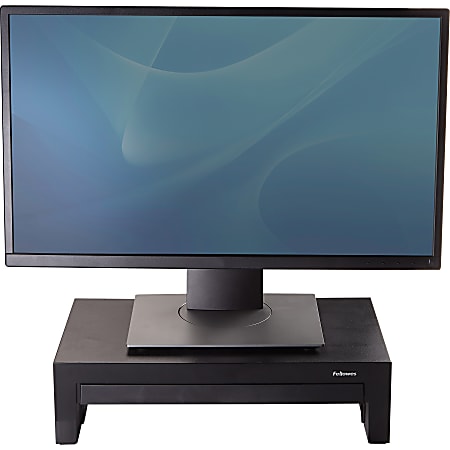 4.38 Riser x W Office Adjustable Height Monitor Depot x 9.38 Storage H - D Fellowes Designer Black With Suites Tray 16