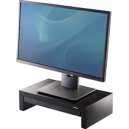 Fellowes Designer Suites Height Adjustable Monitor Riser With Storage Tray  4.38 H x 16 W x 9.38 D Black - Office Depot