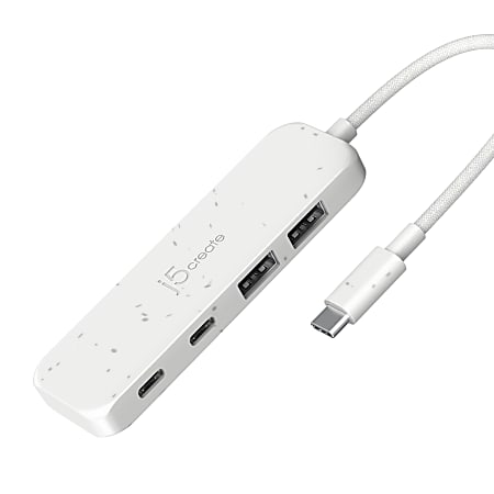 j5create Eco-Friendly USB-C To 4-Port Type-C & Type-A Gen 2 Hub, White, JCH342EW