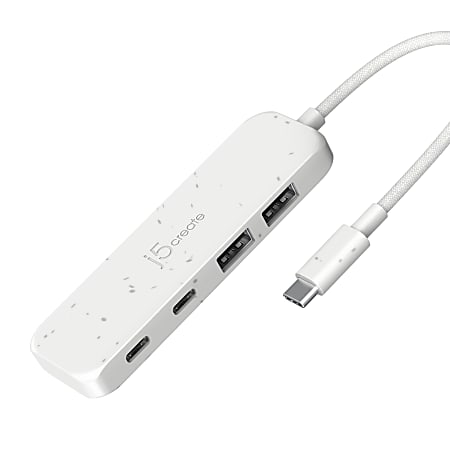 j5create USB-C To 4-Port Type-C & Type-A Gen 2 Hub, White, JCH342EW