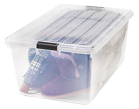 IRIS Weathertight Plastic Storage Container With Latch Lid 14 12 x 17 34 x  23 58 Clear - Office Depot