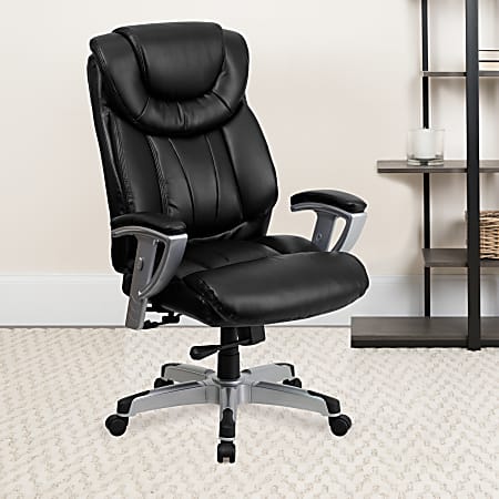 Flash Furniture Hercules Big & Tall LeatherSoft™ Faux Leather Swivel Office Chair With Adjustable Arms, Black