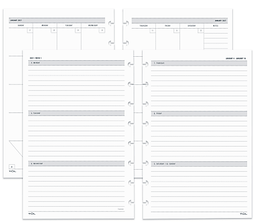 2027 TUL® Discbound Weekly/Monthly Planner Refill Pages, Junior Size, January To December