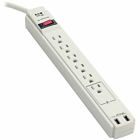 Eaton Tripp Lite Series Protect It! 6-Outlet Surge Protector, 6', 990 Joules, TLP606USB