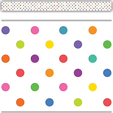 Teacher Created Resources Straight Border Trim, 3" x 35", Colorful Dots, Pack Of 12