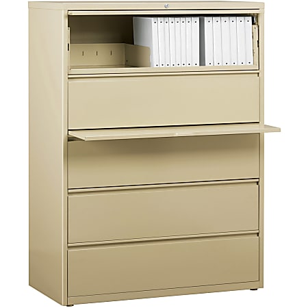 Lorell® Fortress 42"W x 18-5/8"D Lateral 5-Drawer File Cabinet, Putty