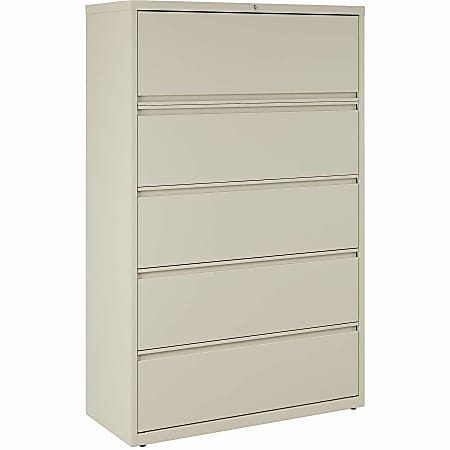 Lorell® Fortress 42"W x 18-5/8"D Lateral 5-Drawer File Cabinet, Putty
